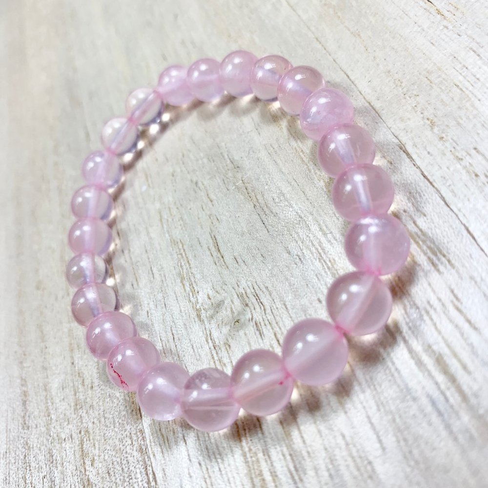8mm Pink Quartz Chakra Stretch Bracelet - Picture 8 of 9